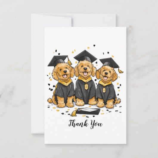 Dank je wel afstuderende Goldendoodle honden Bedankkaart (Voorkant)