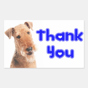 Dank Je Wel Airedale Puppy Hond Sticker / Label