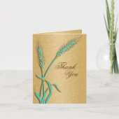 "Dank je wel" aqua gouden trouwtemplate Bedankkaart (Voorkant)