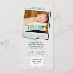 Dank je wel, Baby Boy Blue Washi Tape Bedankkaart