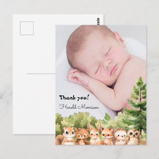 Dank je wel Baby boy shower Briefkaart (Voorkant / Achterkant)