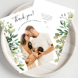 Dank Je Wel Baby Shower Elegante Botanische Boog F Bedankkaart