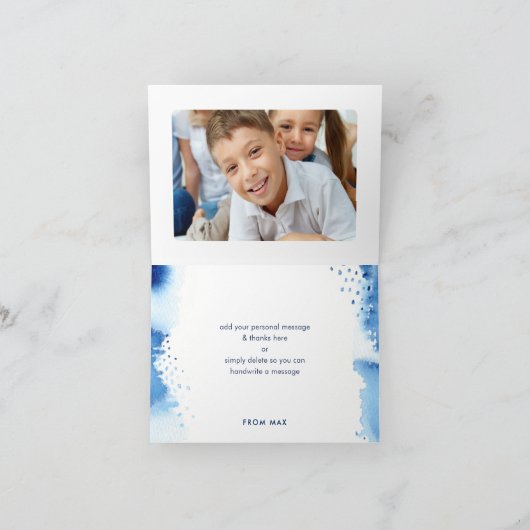 DANK JE WEL bar mitswa modern donkerblauw geschild Bedankkaart (Binnen)