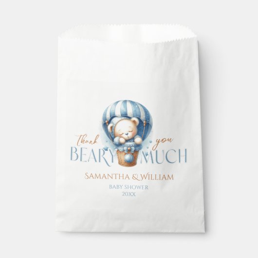 "Dank je wel Beary veel blauwe heteluchtballon Bedankzakje (Voorkant)