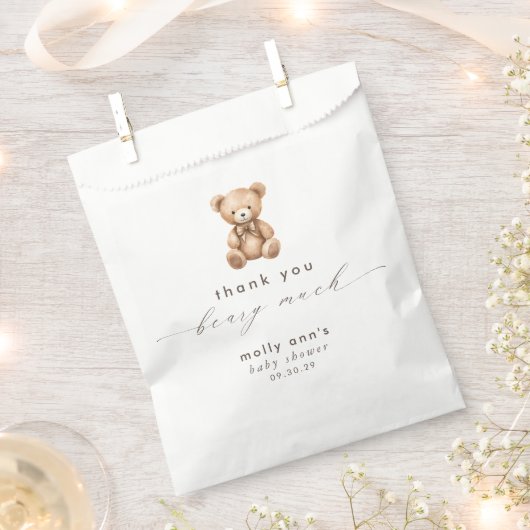 Dank je wel Beary veel neutraal Baby shower Bedankzakje (Geknipt)