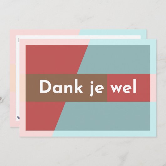 "Dank je wel" Bedankkaart (Voorkant / Achterkant)