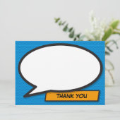 Dank Je Wel Bericht Spraakballon Leuke Retro Kaart (Staand voorkant)