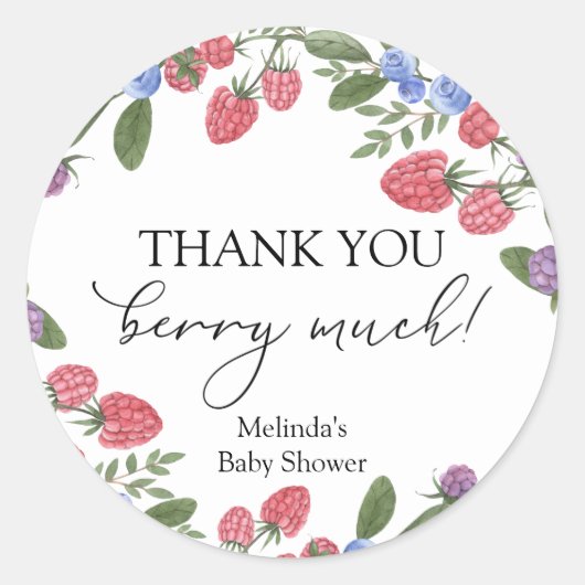 Dank je wel Berry Veel Douche Ronde Sticker (Voorkant)