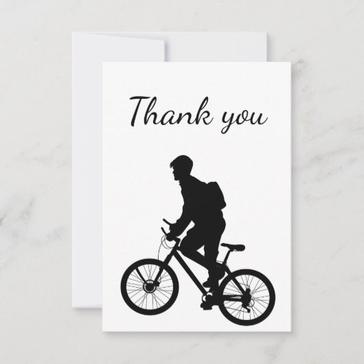 Dank je wel Bike Biking Cycling Silhouette Bedankkaart (Voorkant)