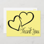 Dank je wel, Black and Yellow Hearts Post Kaart (Voorkant / Achterkant)