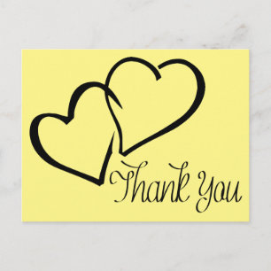 Dank je wel, Black and Yellow Hearts Post Kaart