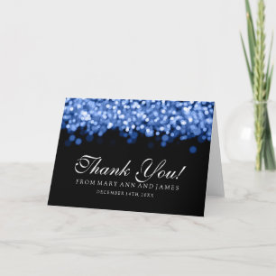 "Dank je wel" Blauwe Fonkelende Lichtjes Bedankkaart