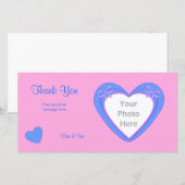 Dank je wel - Blauwe harten op roze Bedankkaart (Voorkant / Achterkant)