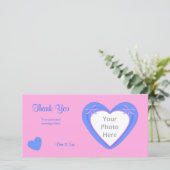 Dank je wel - Blauwe harten op roze Bedankkaart (Staand voorkant)