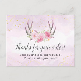 Dank je wel Bloem Takken Blozend Roze & Gouden Mar Briefkaart