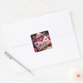 “Dank je wel” bloemboeket Vierkante Sticker (Envelop)