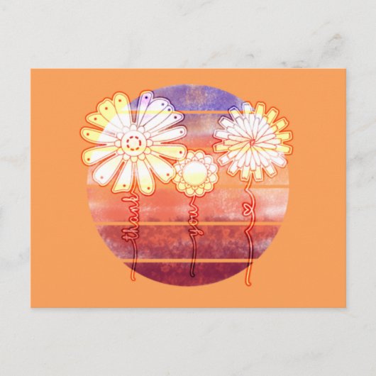 Dank je wel Bloemen bij Zonsondergang - Oranje Ans Briefkaart (Voorkant)
