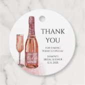 Dank je wel Bloemen en Prosecco Bruidsfeest Bedankjes Labels (Voorkant)