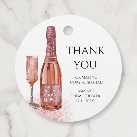 Dank je wel Bloemen en Prosecco Bruidsfeestje Bedankjes Labels (Achterkant)