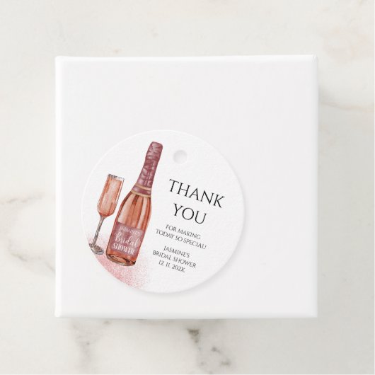 Dank je wel Bloemen en Prosecco Bruidsfeestje Bedankjes Labels (In situ)