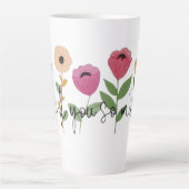 Dank Je Wel Bloemen Met Dank Een Nee Latte Mok (Voorkant)