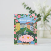 DANK JE WEL Bloemen Terras Theetijd Parijs Briefkaart (Staand voorkant)