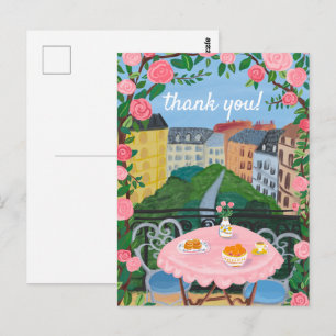 DANK JE WEL Bloemen Terras Theetijd Parijs Briefkaart