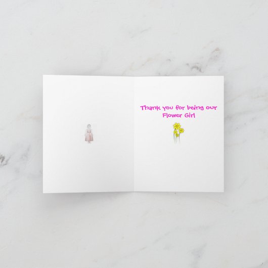 Dank je wel Bloemenmeisje Bedankkaart (Binnen)