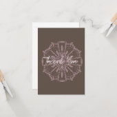Dank je wel Bloemrijke Mandala Boho Roze Kaart (Voorkant / Achterkant in situ)