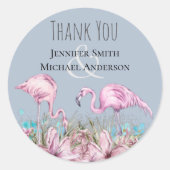 DANK JE WEL Blushing Flamingo Tropisch Strand Brui Ronde Sticker (Voorkant)