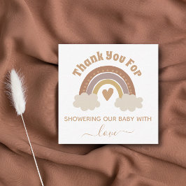 dank je wel boho regenboog baby shower notitiekaartje