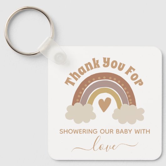 dank je wel boho regenboogvaarder baby shower mode sleutelhanger (Voorkant)