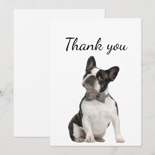 Dank je wel Boston Terrier Dog Pet Animal Bedankkaart (Voorkant / Achterkant)