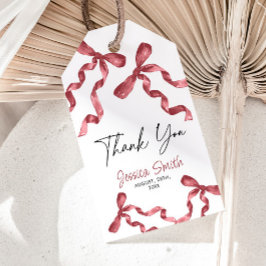 Dank je wel Bourgondië Lint Cadeaubijslage Cadeaulabel