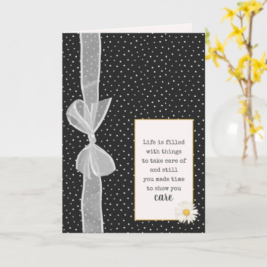 Dank je wel Bow op Polka Dots Kaart (Gele Bloem)