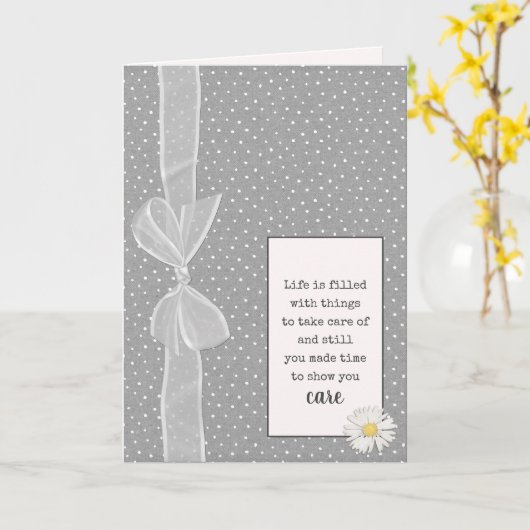 Dank je wel Bow op Polka Dots Kaart (Gele Bloem)