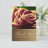 Dank je wel brief met vintage roos bloem kaart (Staand voorkant)