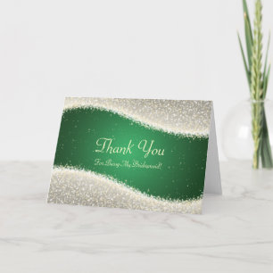 Dank je wel bruidsmeisje Dazzling Sparkles Groen Bedankkaart