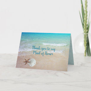 Dank je wel bruidsmeisje strand schelpen kaart