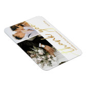 dank je wel , bruiloft 2 foto ' s collage goudkleu magneet (Rechterzijde)