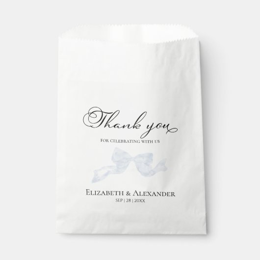Dank je wel bruiloft gunst tassen | Dusty Blue Bow Bedankzakje (Voorkant)