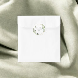 Dank je wel Bruiloft met Groene Bladeren Ronde Sticker