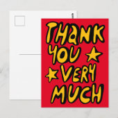 DANK JE WEL Bubble Letters Geel Rood Briefkaart (Voorkant / Achterkant)