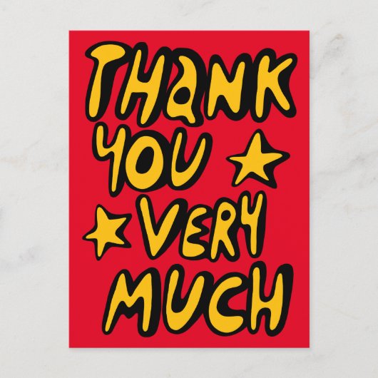 DANK JE WEL Bubble Letters Geel Rood Briefkaart (Voorkant)