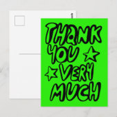 DANK JE WEL Bubble Letters Lime Aangepast Briefkaart (Voorkant / Achterkant)