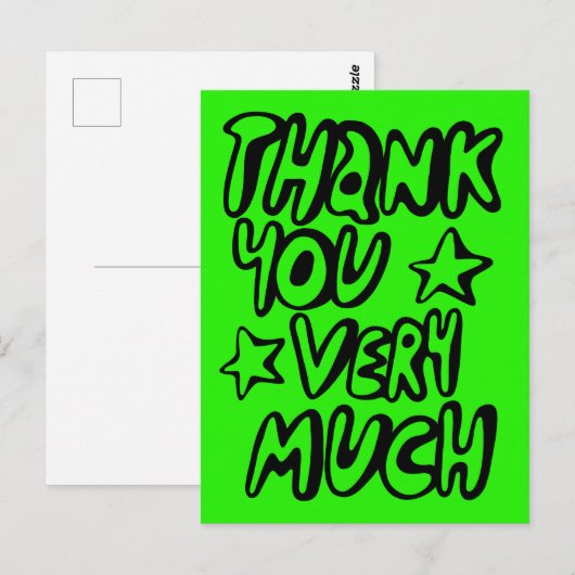 DANK JE WEL Bubble Letters Lime Aangepast   Briefkaart (Voorkant / Achterkant)