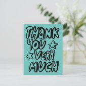 DANK JE WEL Bubble Letters Teal Aangepast   Briefkaart (Staand voorkant)