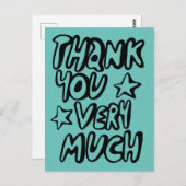 DANK JE WEL Bubble Letters Teal Aangepast   Briefkaart (Voorkant / Achterkant)