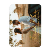 dank je wel , chic gold handschrift bruiloft foto magneet (Verticaal)