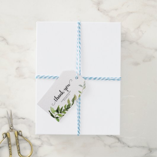 Dank je wel - Chic Greenery Trouwgunstlabels Cadeaulabel (Met Touw)
